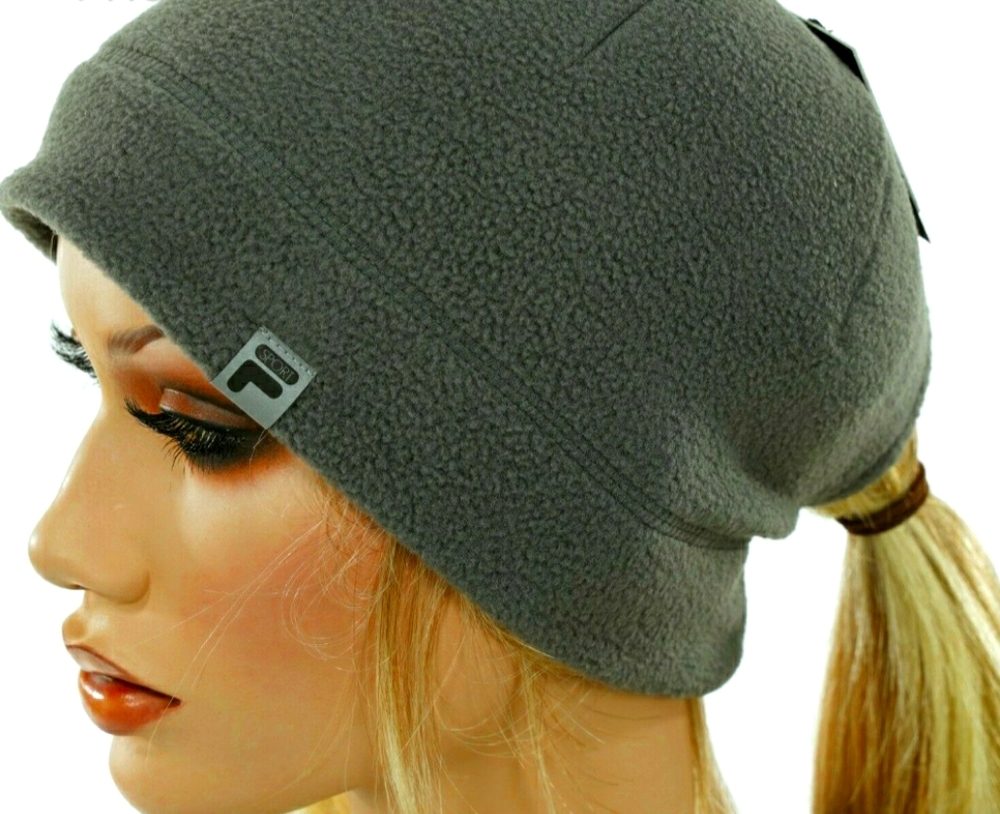 NWT Fila charcoal gray fleece ponytail hat